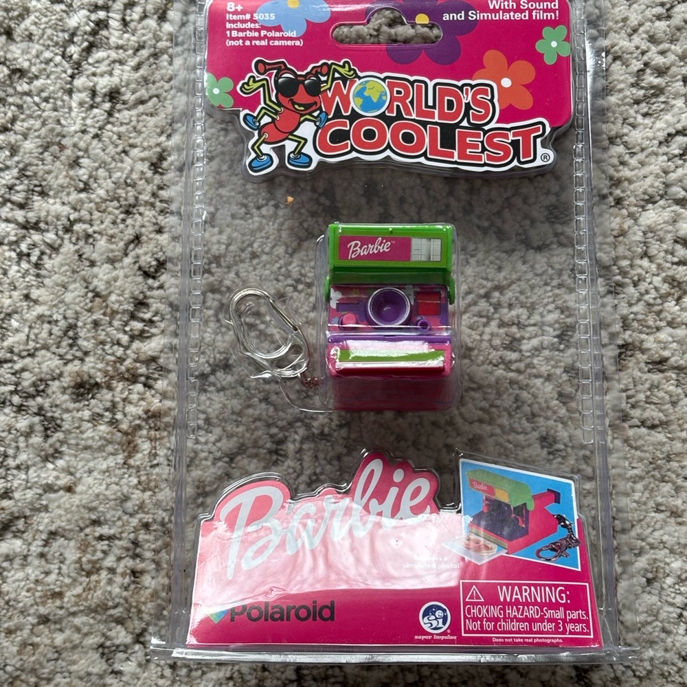 Barbie Pink & Lime Green Mini Polaroid Camera Keychain